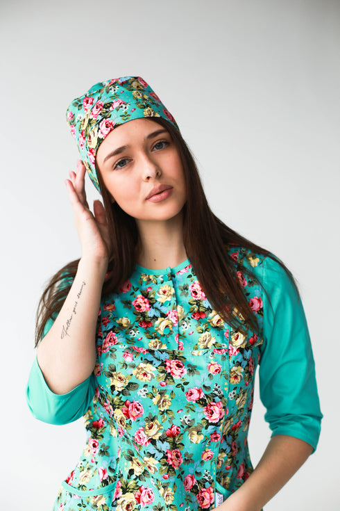 Медична шапочка принтована на резинці