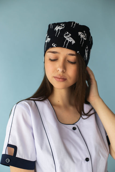 Медична шапочка принтована на резинці