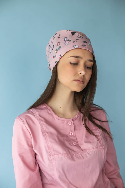 Медична шапочка принтована на резинці