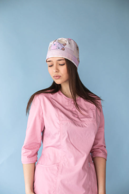 Медична шапочка принтована на резинці