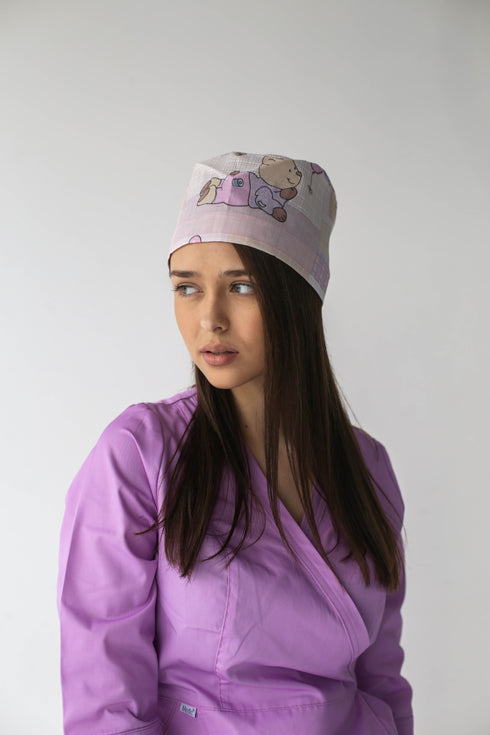 Медична шапочка принтована на резинці