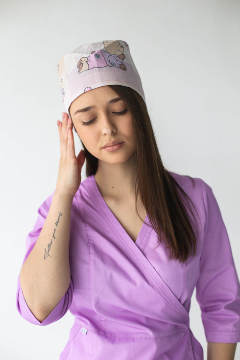 Медична шапочка принтована на резинці