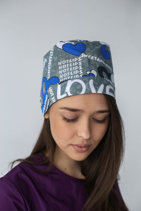 Медична шапочка принтована на резинці